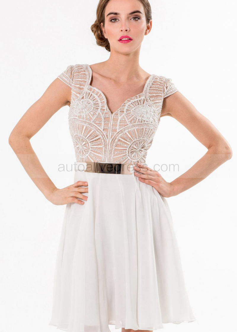 Queen Anne Neckline Prom Dress